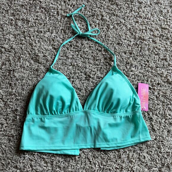 NWT! Juniors' Ninety-Nine° Mint Apron Crop Tankini Swim Top Size X-Large - Picture 7 of 7